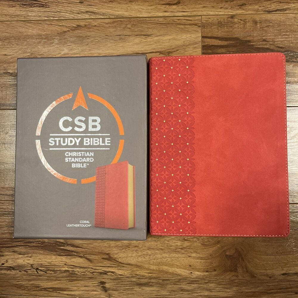 CSB Study Bible, Coral Leather Red Letter Maps Gift Christian Standard NIB NEW